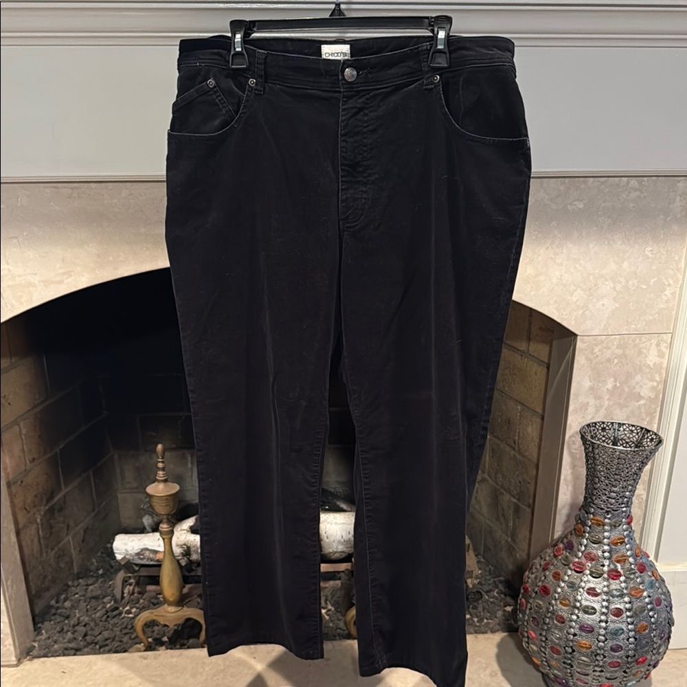 Chico's Classic Black Corduroy Pants size 16 short